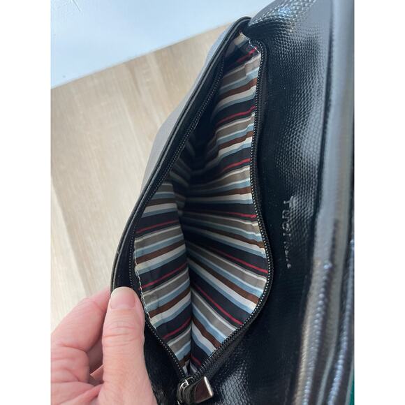 TUCI Italia Lizard Embossed Black Leather Handbag Cross-Body Bag - Picture 4 of 14